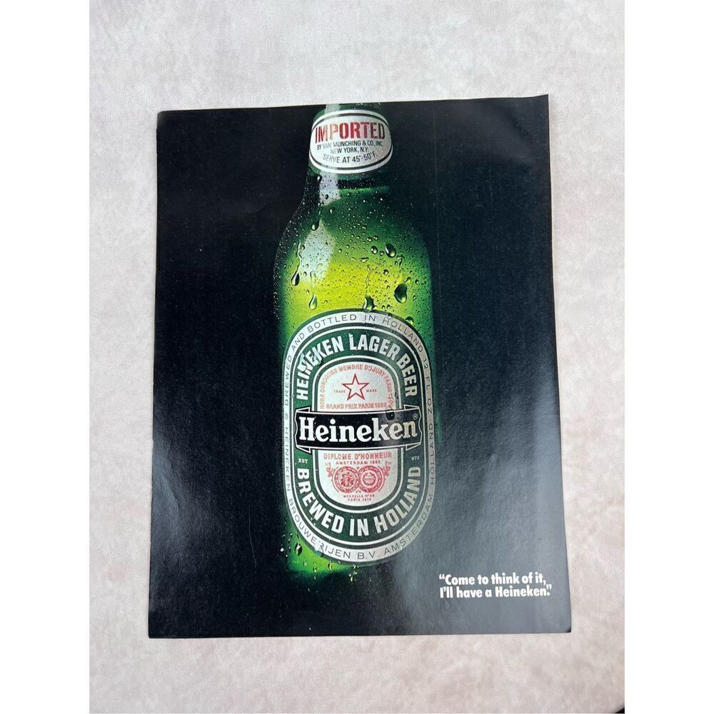 1987 Vintage Original Print Ad Heineken Beer America’s Largest Selling Imported